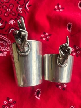 Napier silver plated antique jigger/shot glasses. Rare finds.